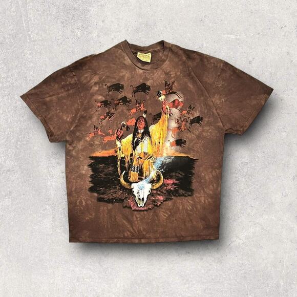 ★ Vintage 1991 Native American / Indian T-Shirt by The Mountain ★ - Picture 2 of 7